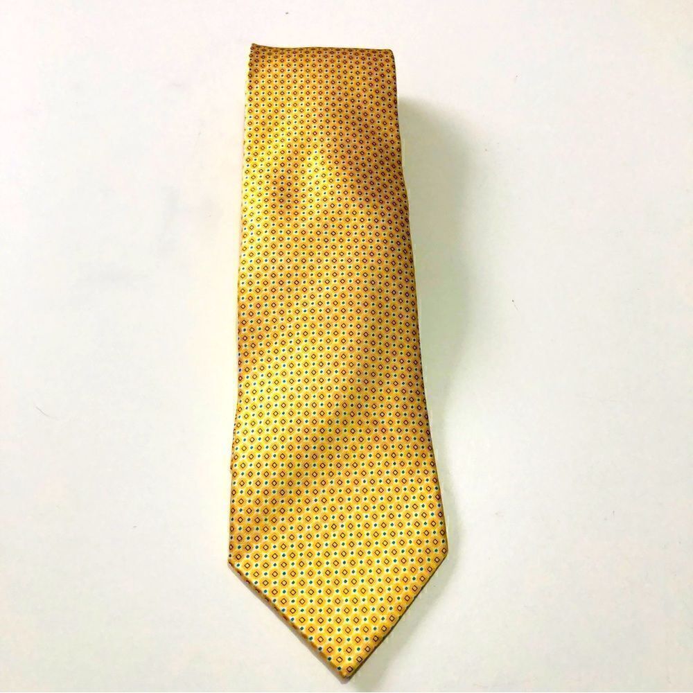 COUNTESS MARA Men's Silk Necktie Geometric Gold Yellow